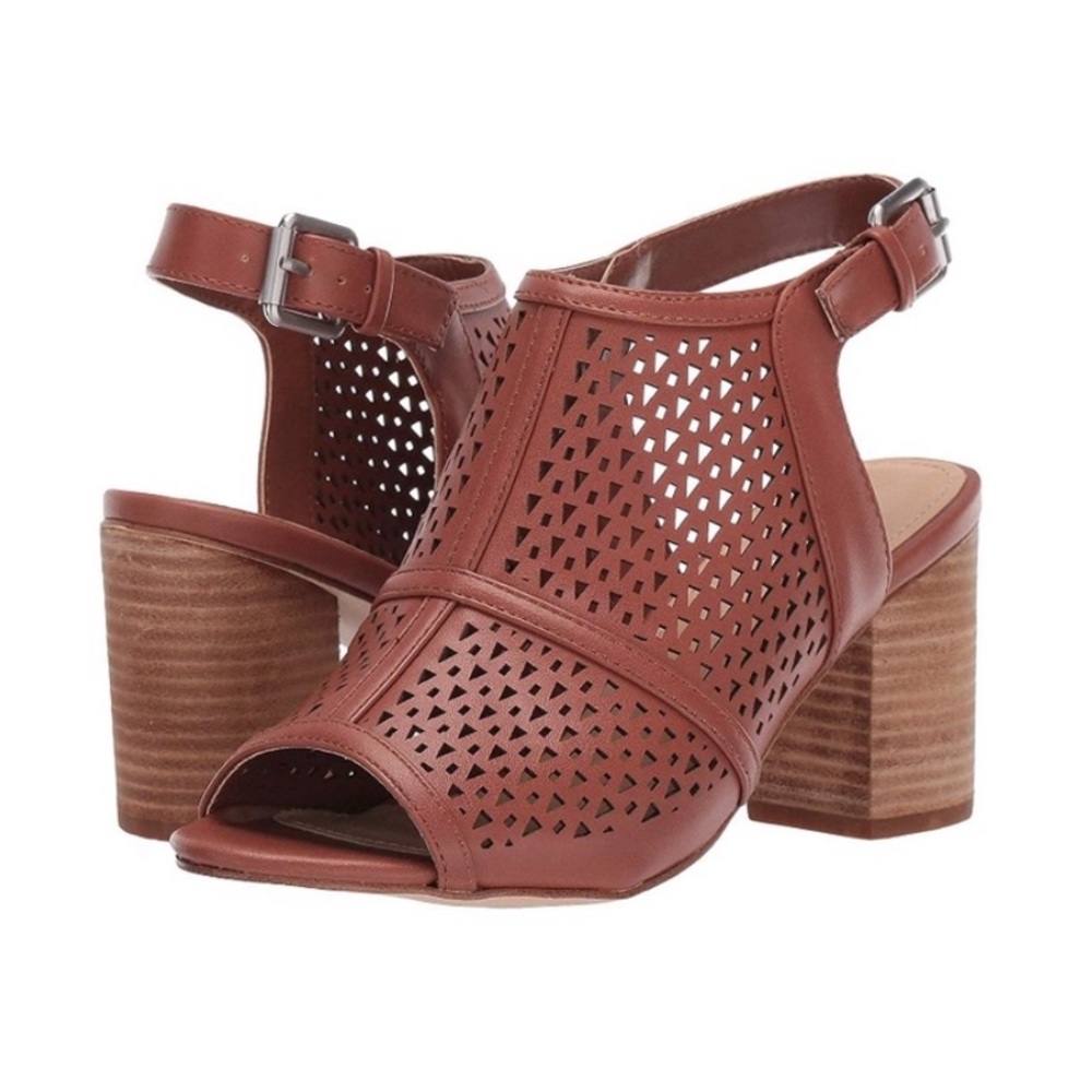 Nine West Nylah Open Toe Stacked Heel Sandal Shoe